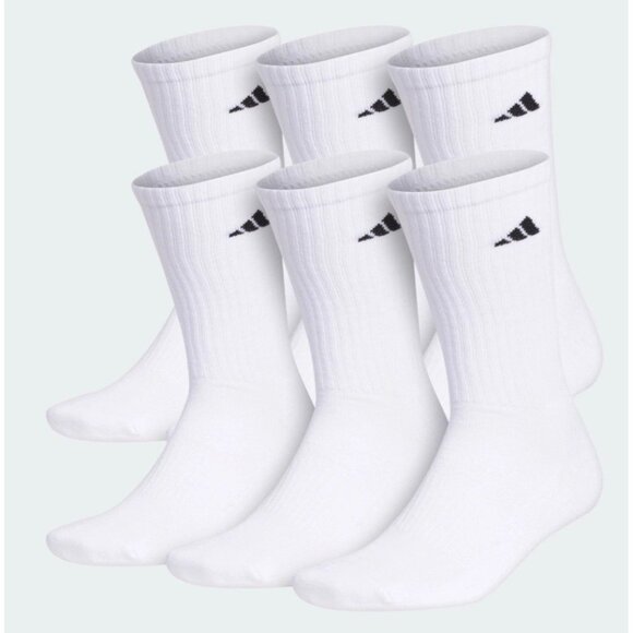 Adidas Mens Cushioned Crew Socks 6 Pairs Large Size 8-12 Clima Cool Athletic NEW - Picture 1 of 10
